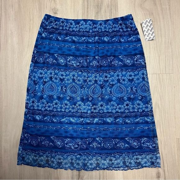Sunfire Dresses & Skirts - NWT vintage y2k blue white paisley print mesh midi skirt sz S by Sunfire